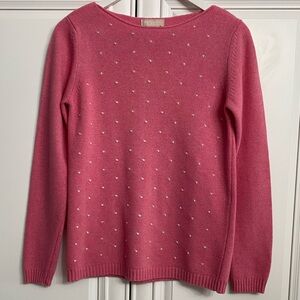 HEKLA & Co Sz Small Pink Sweater Polka Dots Merino Wool Cashmere Made in Italy